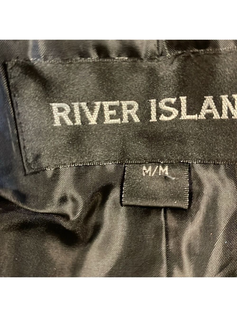 River Island Wool-Blend Belted Coat w/ Faux Fur Hood M | Black Military Style - Picture 6 of 9